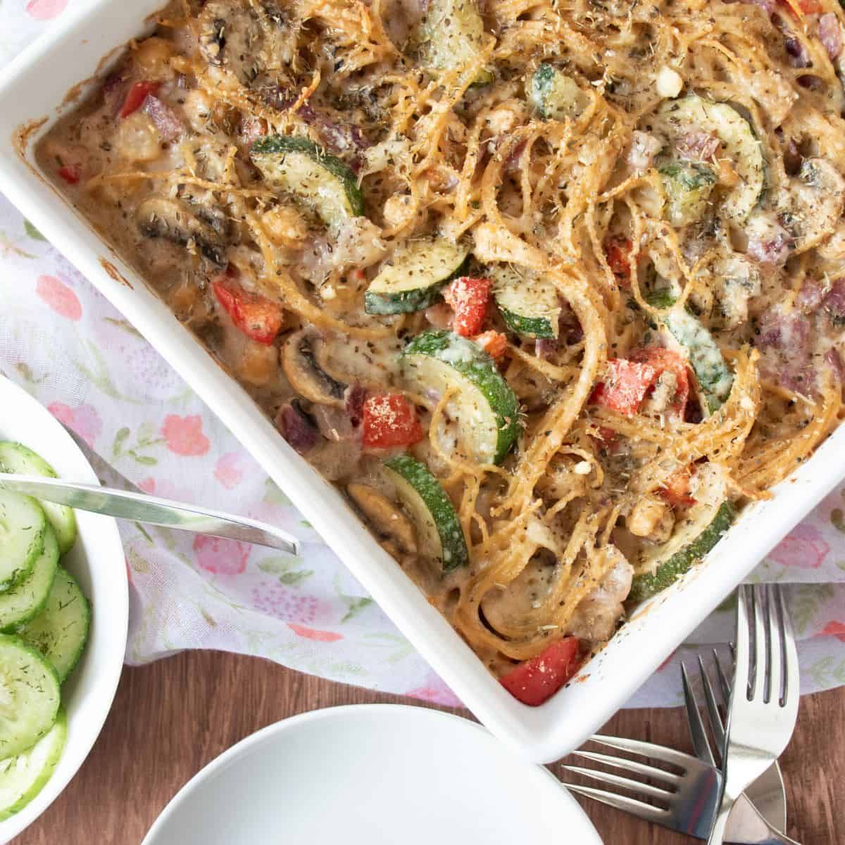 Pasta-Mushroom Tetrazzini with Fettuccini(V)