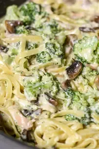 Pasta-Broccoli Alfredo Fettuccini