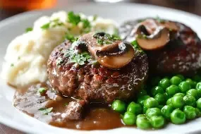 Dinner Tray-Hamburger Steak, Mashed &#39;Tatoes with Gravy, Peas(GF)