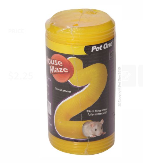 Pet One Tunnel Mouse Maze 5cm Dia X35cm L Yellow