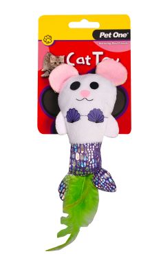 Pet One Cat Toy - Plush MerMouse with Feather 14cm