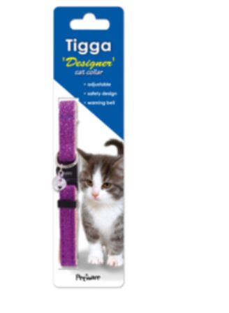 Tigga Glitter Cat Collar 10mm x 330mm, Colour: Purple