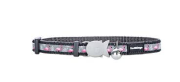 Red Dingo Cat Collar Flamingo Cool Grey 12mm x 20-32cm