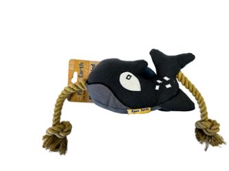 PAWS 4 EARTH DOG TOY STUFFD KILLER WHALE ROPE