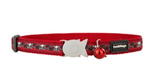 Red Dingo Cat Collar Skulls &amp; Roses 12mm x 20-32cm