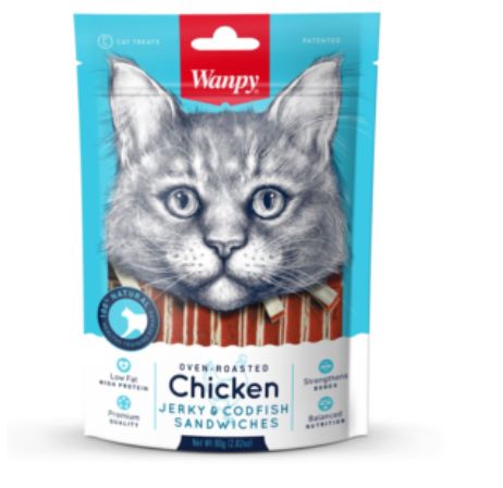 Wanpy Chicken &amp; Codfish Sandwich Cat Treat 80g