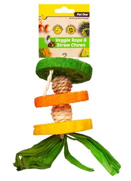Pet One Veggie Rope &amp; Straw Chew Hanging Hula 19cm