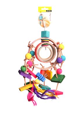 Avi One Bird Toy - Dream Catcher With Wooden &amp; Plastic Beads And Disc 34cm