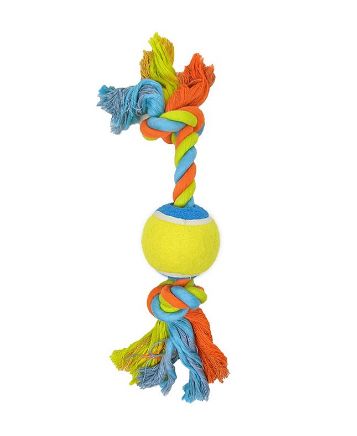 D/Toy Rope Bone with Tennis Ball 31cm