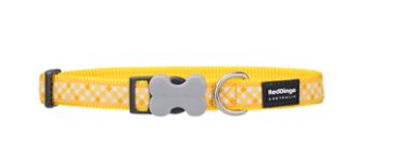 Red Dingo Dog Collar Gingham Yellow, Size: small