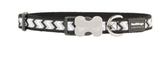 Red Dingo Dog Collar Reflective Ziggy Black, Size: small