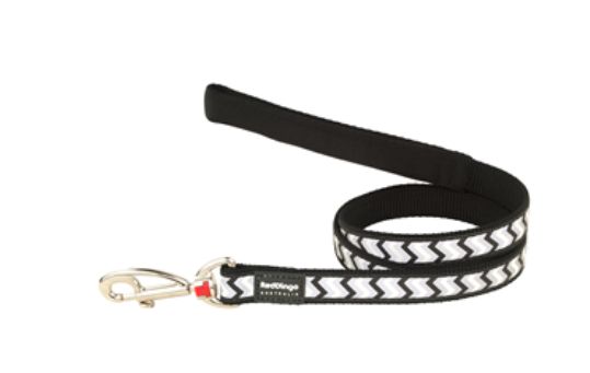 Red Dingo Dog Lead Reflective Ziggy Black, Size: small