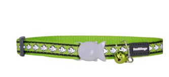 Red Dingo Cat Collar Reflective Fish Lime Green 12mm x 20-32cm