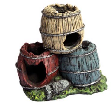 Aqua One Ornament - Triple Barrel With Snail 12x8.5x11cmh