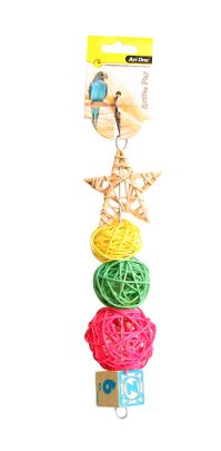 Avi One Bird Toy - Rattan Star And Balls 27cm