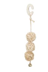 3 Rattan Balls with Bell 24cm