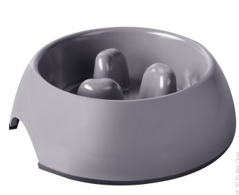 Pet One Melamine Bowl - Round Slow Down Feeder 1200ml Light Grey