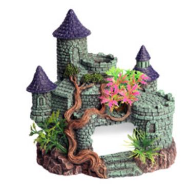 Aqua One Ornament - Castle With Tree And Plant 15x12x15.5cmh