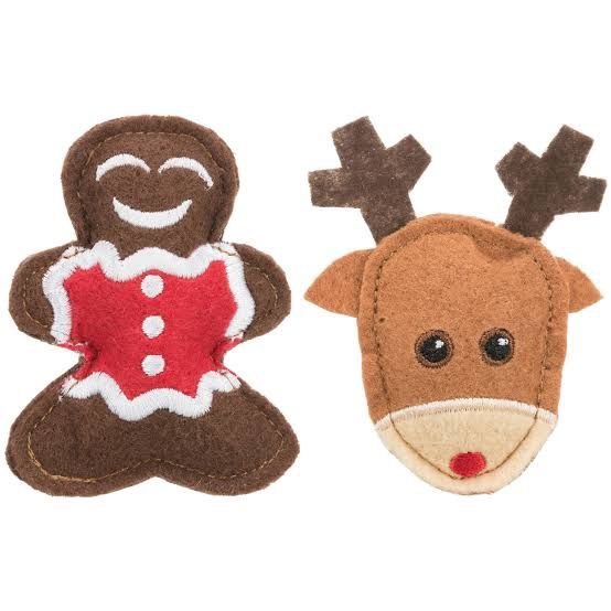 Xmas Felt Elk &amp; Gingerbread 8cm