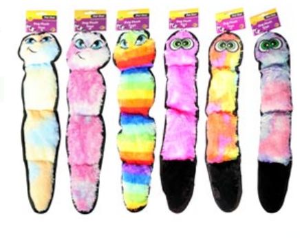 Pet One Dog Toy - Plush Worms Mixed Style/Colours