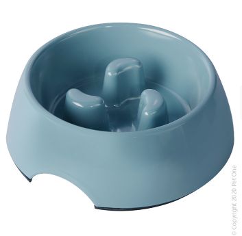 Pet One Melamine Bowl - Round Slow Down Feeder 1200ml Blue Stone