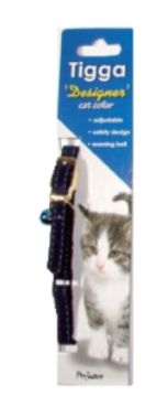 Tigga Velvet Cat Collar Blue 10mm x 28cm
