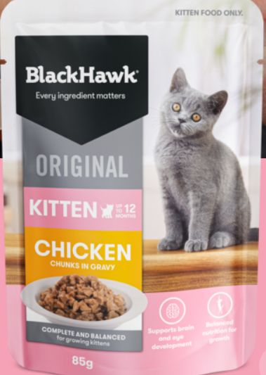 BLACK HAWK ORIGINAL KITTEN CHICKEN/GRAVY 85G