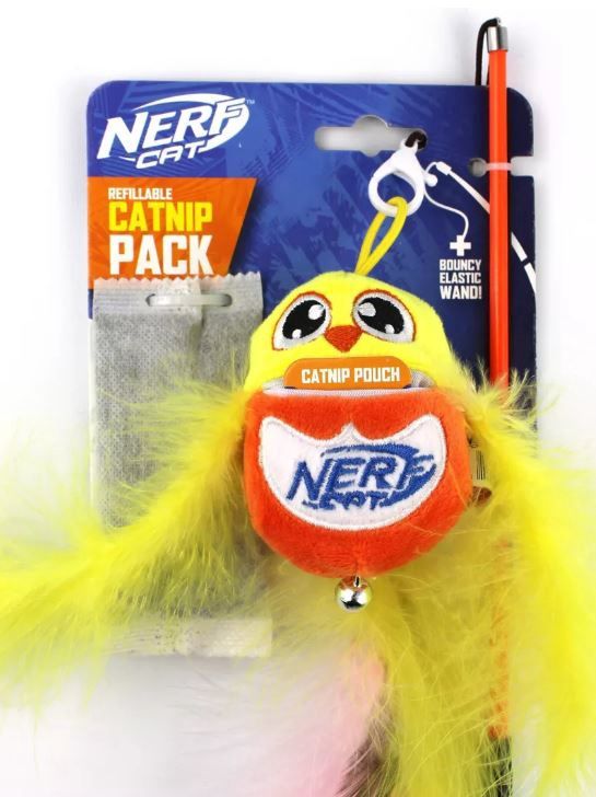 Nerf Cat Toy Plush Bird with Bells &amp; Wand