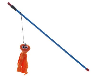 C/Toy Teaser Wand W/Octopus Orange