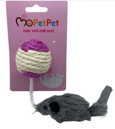 MoPetPet - Sisal Ball with furry mouse