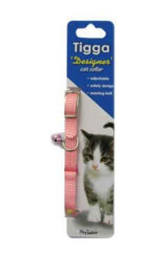 Tigga Footprint Cat Collar Light Pink 10mm x 28cm