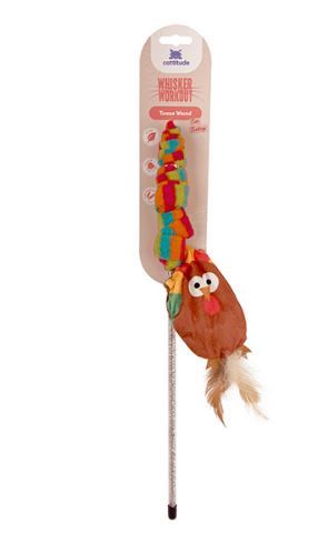 Cattitude Cat Toy Whisker Workout Tim Turkey Tease Wand