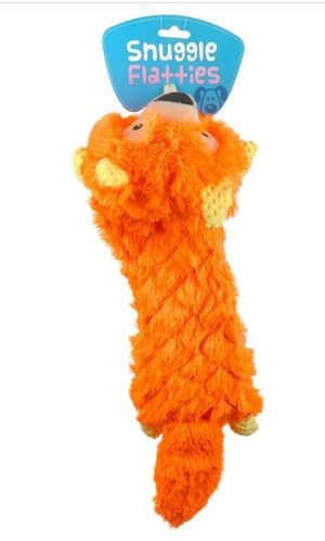 FLATTIES DOG TOY ORANGE SQUIRREL
