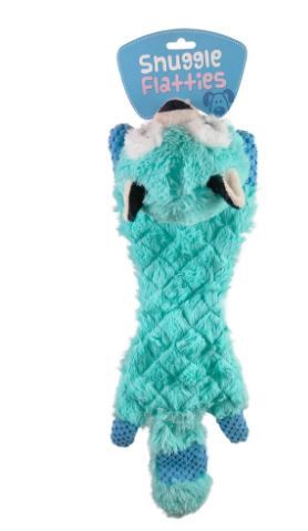 FLATTIES DOG TOY BLUE RACCOON