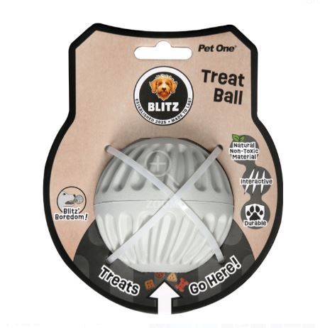 Blitz Rubber Treat  Ball Grey, Size: medium
