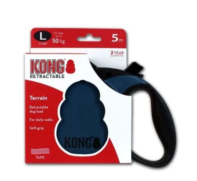 Kong Retractable Lead 5m, Colour: Blue