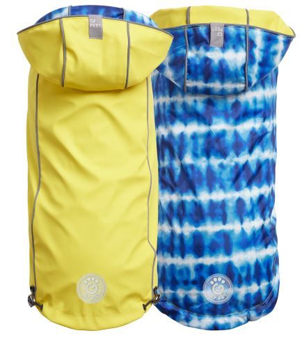 Elasto-Fit® Reversible Raincoat - Yellow / Tie Dye, Size: small
