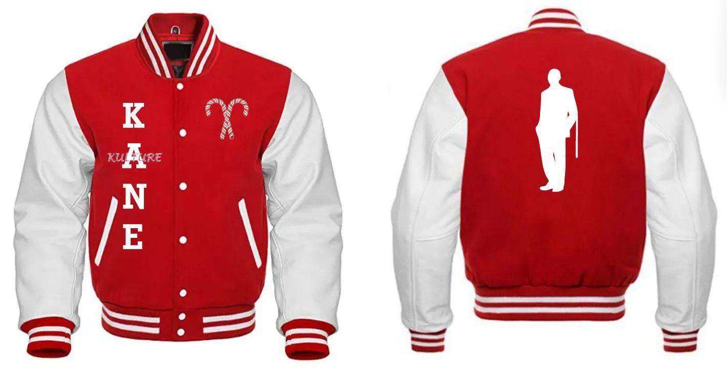 Kane Kulture Letterman Varsity Jacket Red with White sleeves w/Kulture single stitched