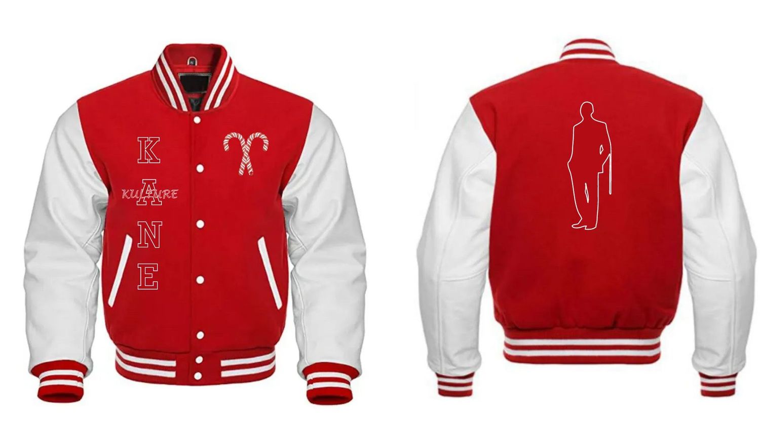 Kane Kulture Letterman Varsity Jacket Red with White sleeves with Kulture double stithed