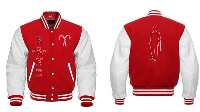Kane Kulture Letterman Varsity Jacket Red with White sleeves with Kulture double stithed