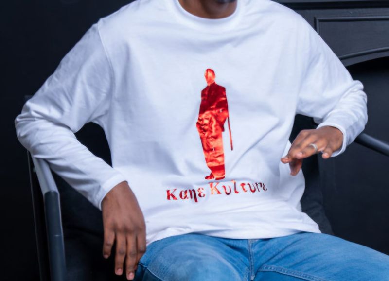 White Long sleeve t-shirt with red foil custom logo