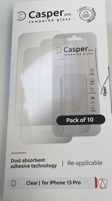 Casper Pro tempered glass clear screen protector for IPhone 15 Pro