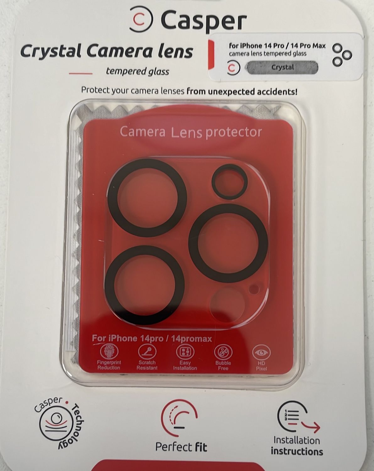 Casper Camera Lens Protector Compatible For iPhone 14 Pro / 14 Pro Max (Crystal Full Cover)