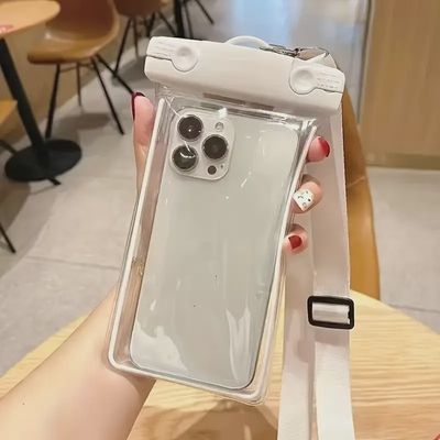 1pc Universal Waterproof Phone Case - Touchscreen Compatible, Night Glow, Swim &amp; Dive Ready - For All Smartphones white