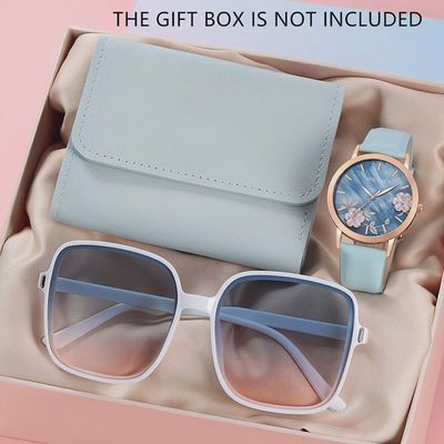 3pcs Fashion Watch Set with Faux Leather Strap - Matching Wallet Included