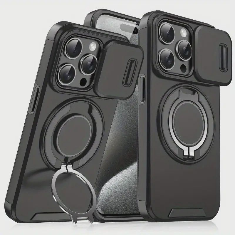 Double-layer Magnetic Phone Case Rotating Bracket Sliding Camera Protection Magnetic Phone Case IPhone 13 pro max