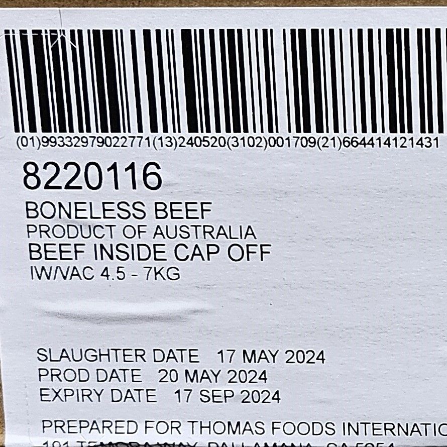 Beef Inside Round Halal Thomas 857720*牛内圆/清