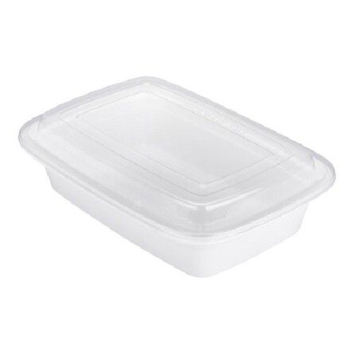 638 White Oblong Plastic Container 24oz w/ Lid * 外卖餐盒带盖
