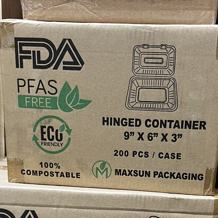 Sugarcane 9X6X3 Hinged Container 200/C #206