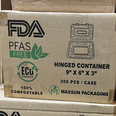 Sugarcane 9X6X3 Hinged Container 200/C #206